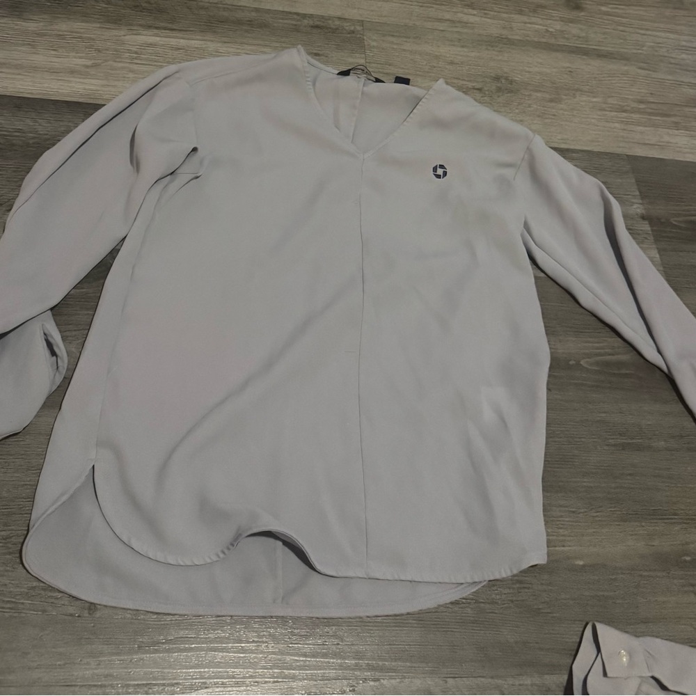 Lands' End Light Gray Blouse